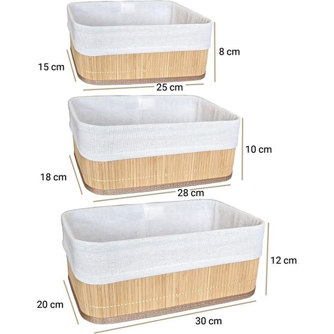 Trio Bambou Élégance – Set de 3 Paniers de Rangement