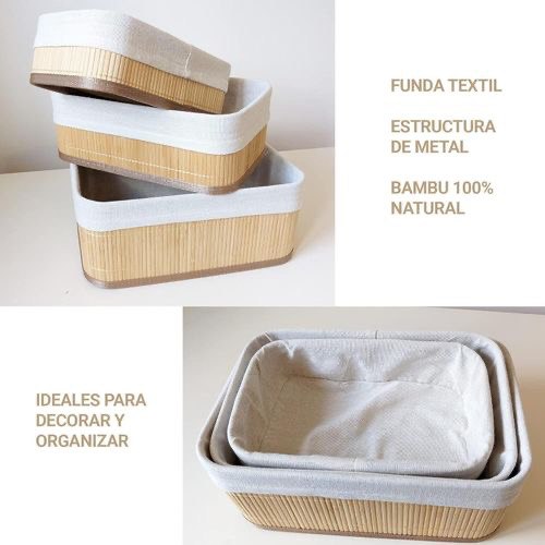 Trio Bambou Élégance – Set de 3 Paniers de Rangement