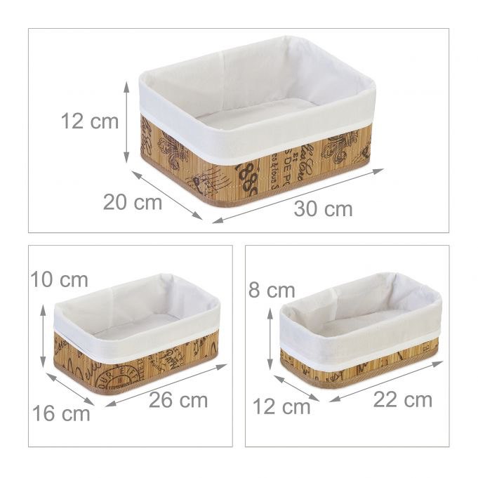 Trio Bambou Élégance – Set de 3 Paniers de Rangement