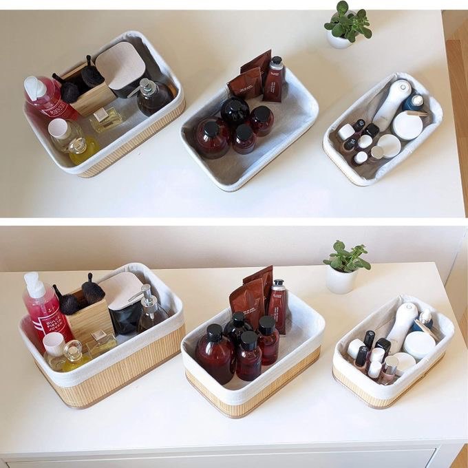 Trio Bambou Élégance – Set de 3 Paniers de Rangement