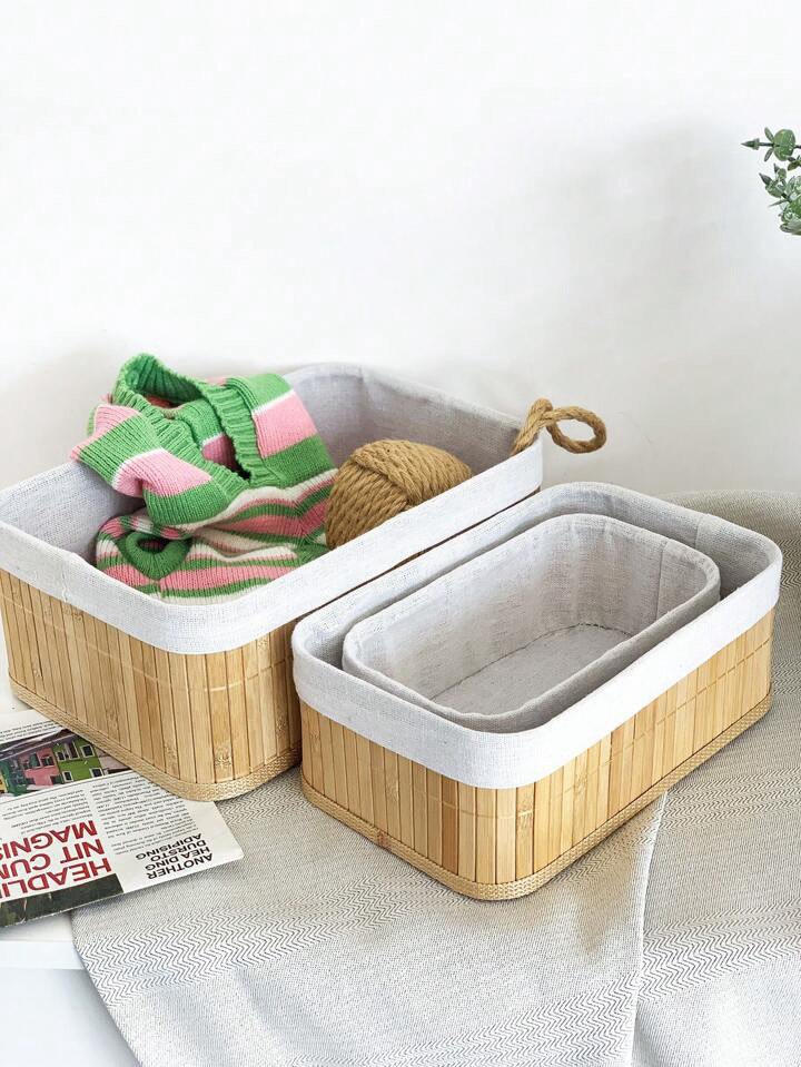 Trio Bambou Élégance – Set de 3 Paniers de Rangement