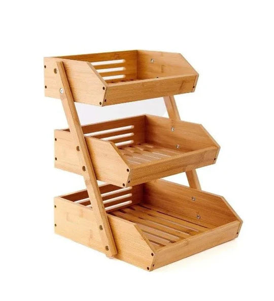 Panier à fruits et légumes en bambou à 3 niveaux.