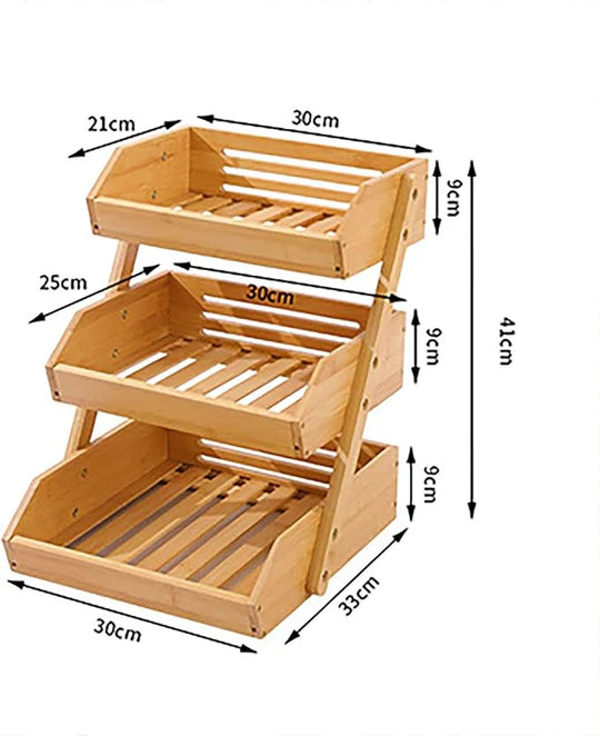 Panier à fruits et légumes en bambou à 3 niveaux.