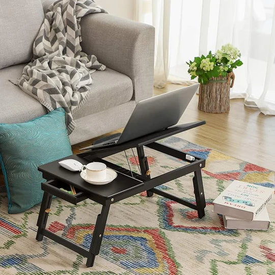 Table d’Ordinateur Portable en Bambou – Polyvalente et Réglable.