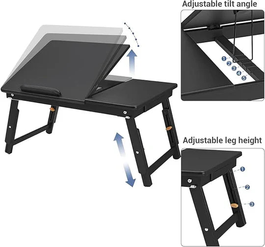 Table d’Ordinateur Portable en Bambou – Polyvalente et Réglable.