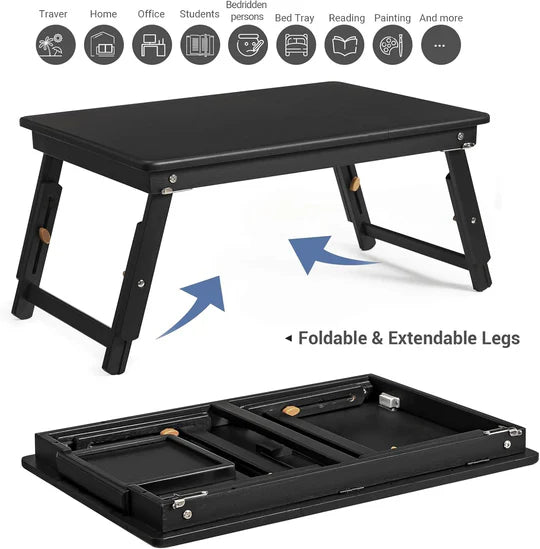 Table d’Ordinateur Portable en Bambou – Polyvalente et Réglable.