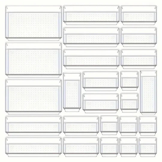 Ensemble de 25 Organisateurs de Tiroirs en Plastique