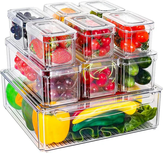 Lot de 10 Boite Rangement frigo avec Couvercle