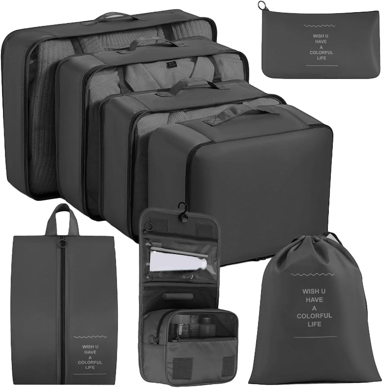 8Pcs Ensemble De Sacs De Voyage Pliables