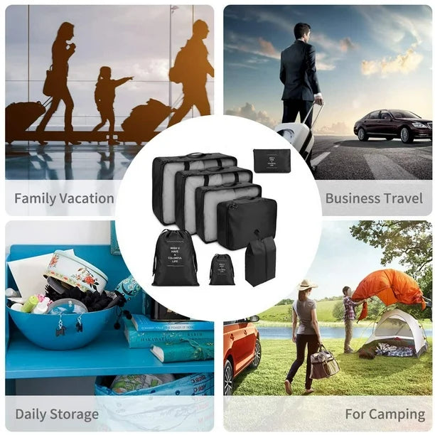 8Pcs Ensemble De Sacs De Voyage Pliables