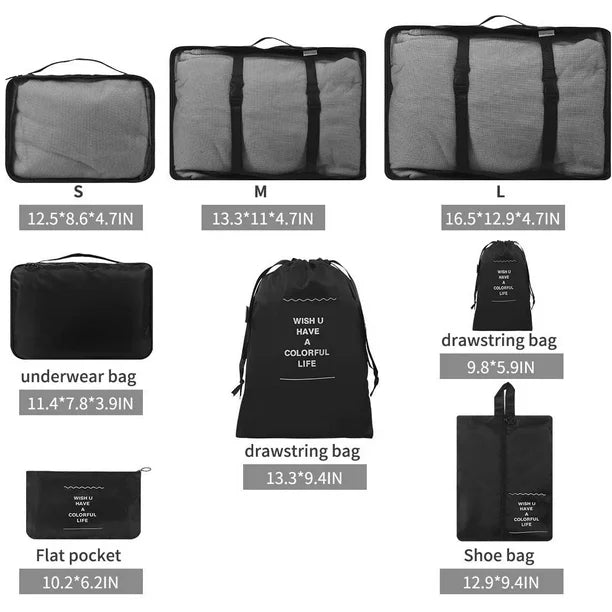 8Pcs Ensemble De Sacs De Voyage Pliables